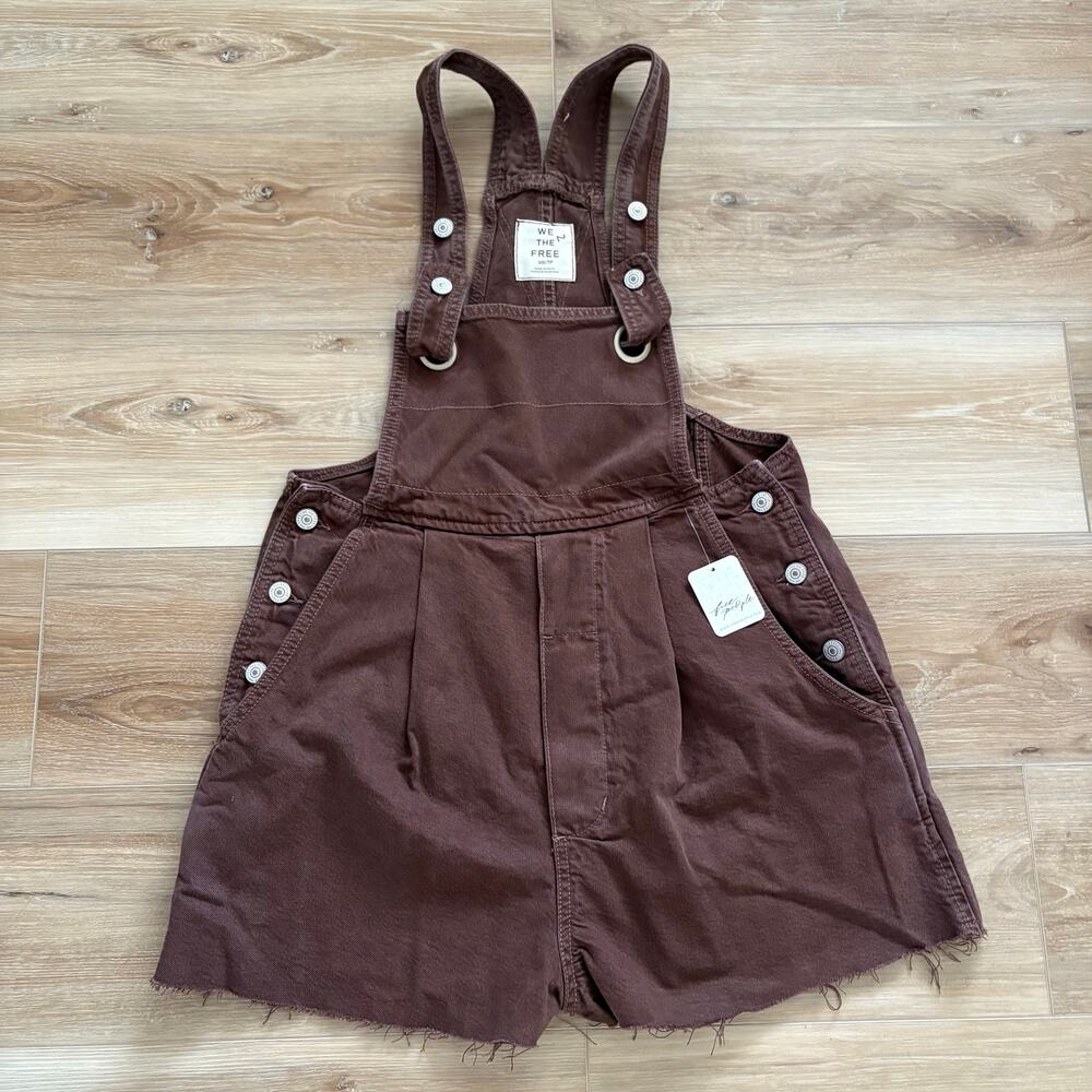 Free People We the Free Rambler Shortalls Hot Chocolate XS